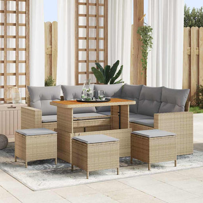 Garten-Sofa-Set 9 pcs Beige Poly-Rattan