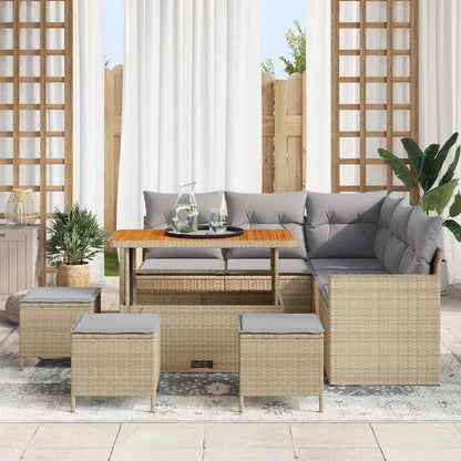 Garten-Sofa-Set 9 pcs Beige Poly-Rattan