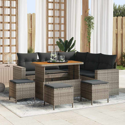 Garten-Sofa-Set 9 pcs Grau Poly-Rattan