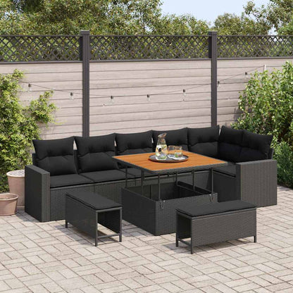 Garten-Sofa-Set 9 pcs Schwarz Poly-Rattan