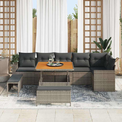 Garten-Sofa-Set 9 pcs Grau Poly-Rattan
