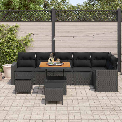 Garten-Sofa-Set 9 pcs Schwarz Poly-Rattan