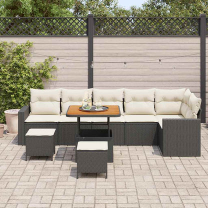 Garten-Sofa-Set 9 pcs Schwarz Poly-Rattan