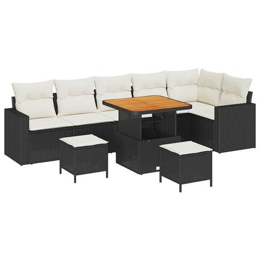Garten-Sofa-Set 9 pcs Schwarz Poly-Rattan