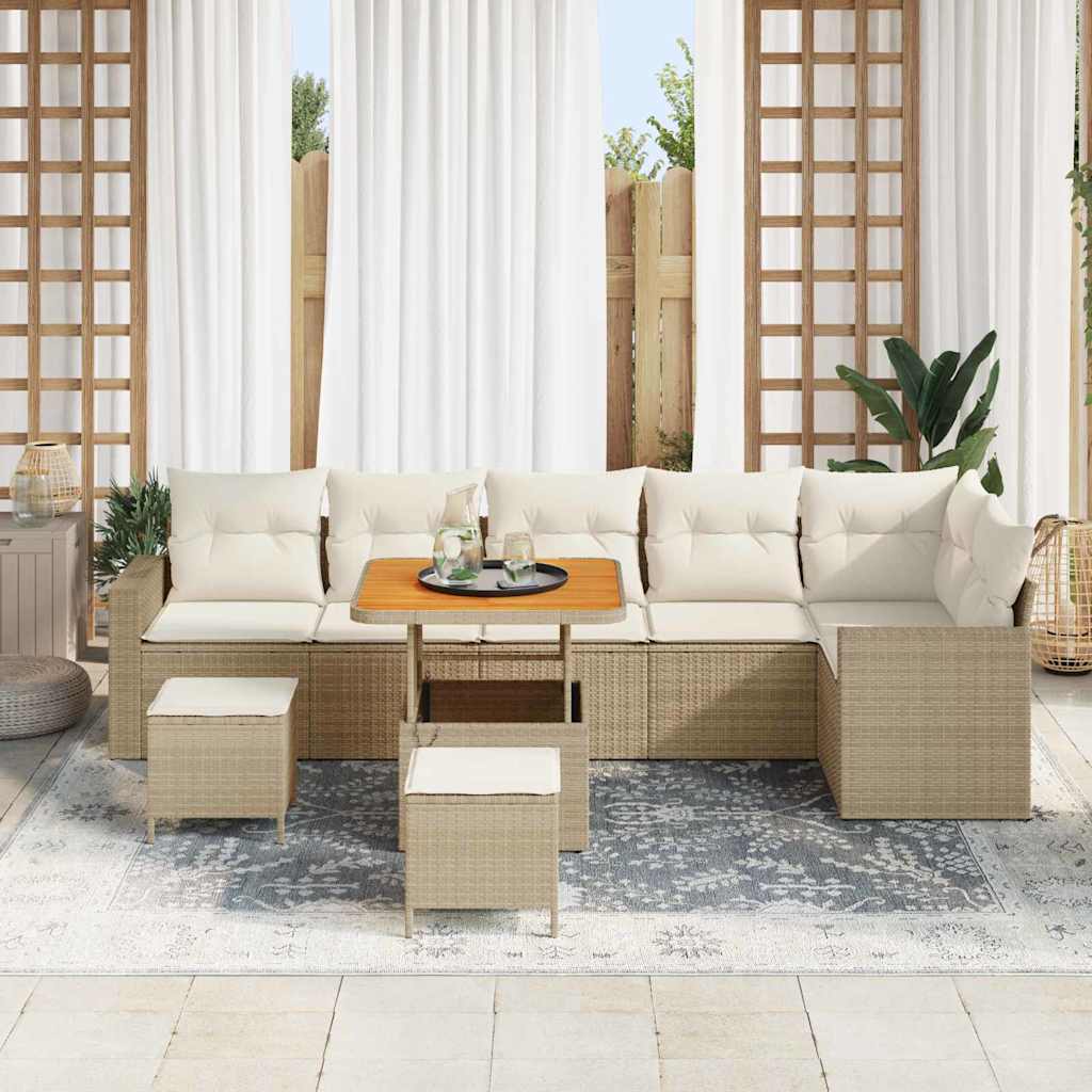 Garten-Sofa-Set 9 pcs Beige Poly-Rattan