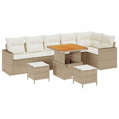 Garten-Sofa-Set 9 pcs Beige Poly-Rattan
