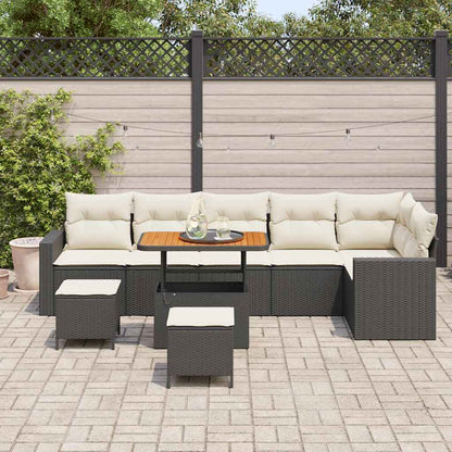 Garten-Sofa-Set 9 pcs Schwarz Poly-Rattan