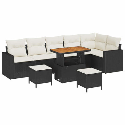 Garten-Sofa-Set 9 pcs Schwarz Poly-Rattan