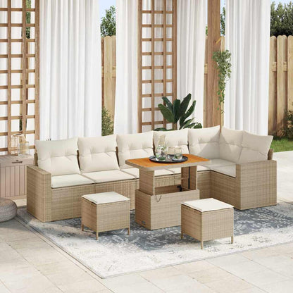 Garten-Sofa-Set 9 pcs Beige Poly-Rattan
