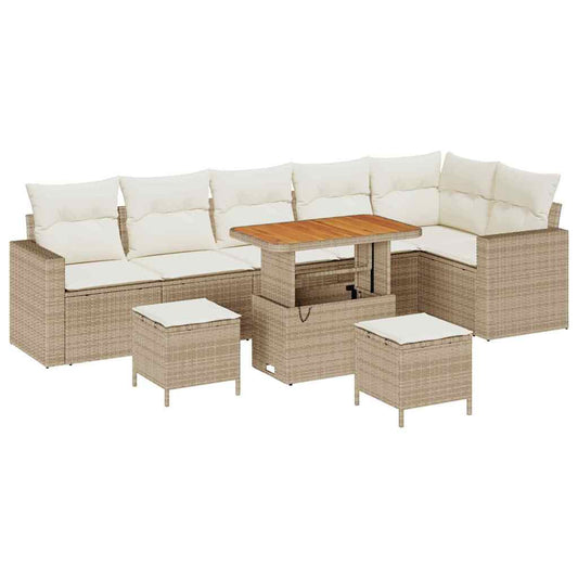 Garten-Sofa-Set 9 pcs Beige Poly-Rattan