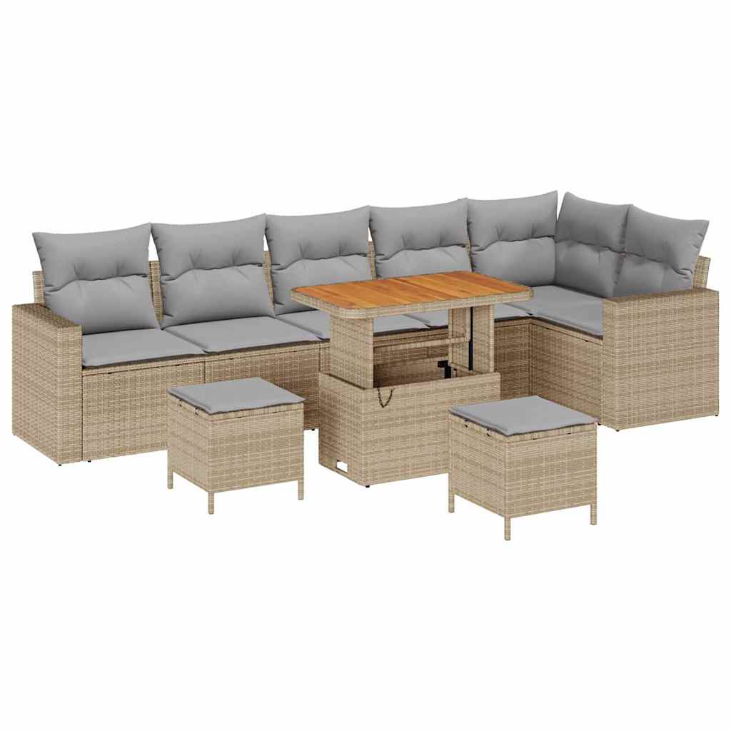 Garten-Sofa-Set 9 pcs Beige Poly-Rattan