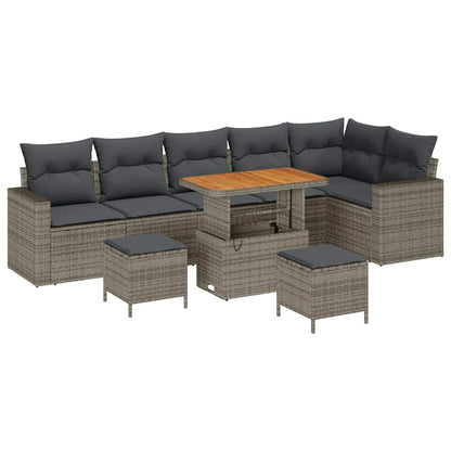 Garten-Sofa-Set 9 pcs Grau Poly-Rattan