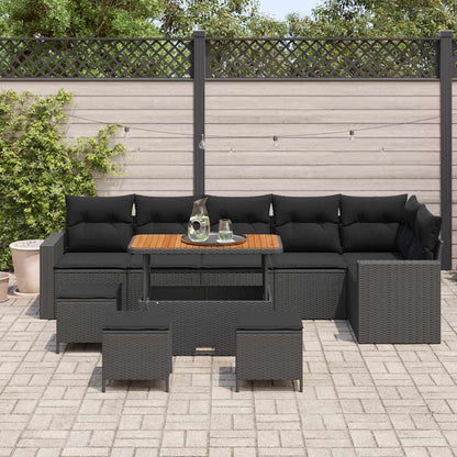 Garten-Sofa-Set 10 pcs Schwarz Poly-Rattan