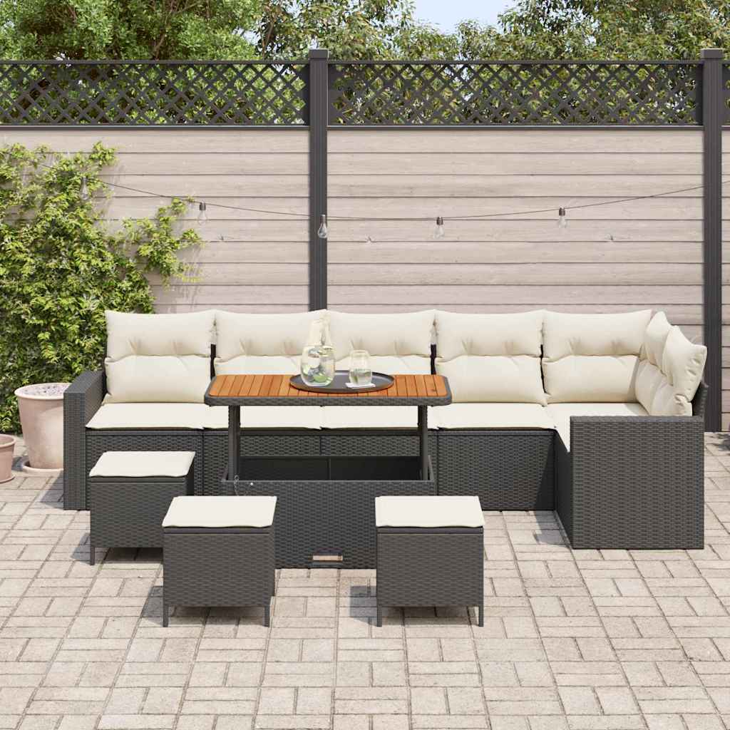 Garten-Sofa-Set 10 pcs Schwarz Poly-Rattan