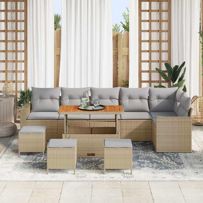 Garten-Sofa-Set 10 pcs Beige Poly-Rattan