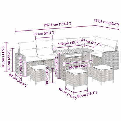 Garten-Sofa-Set 10 pcs Beige Poly-Rattan