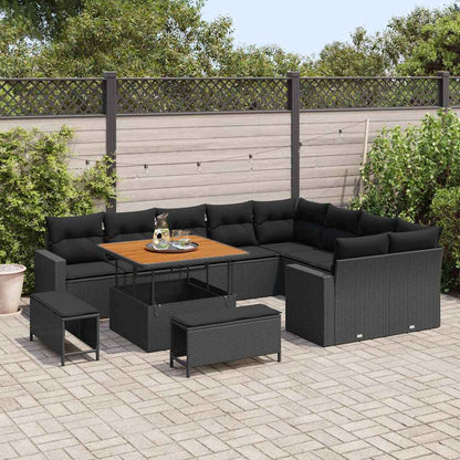 Garten-Sofa-Set 12 pcs Schwarz Poly-Rattan