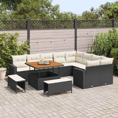 Garten-Sofa-Set 12 pcs Schwarz Poly-Rattan