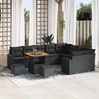 Garten-Sofa-Set 12 pcs Schwarz Poly-Rattan