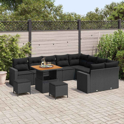 Garten-Sofa-Set 12 pcs Schwarz Poly-Rattan