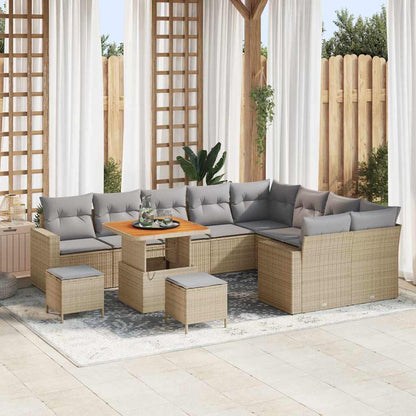 Garten-Sofa-Set 12 pcs Beige Poly-Rattan