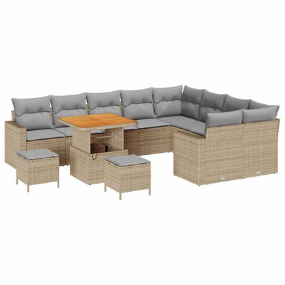 Garten-Sofa-Set 12 pcs Beige Poly-Rattan