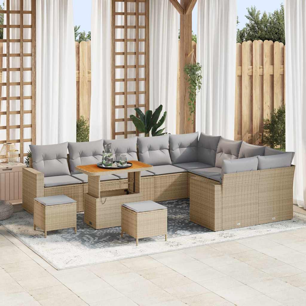 Garten-Sofa-Set 12 pcs Beige Poly-Rattan
