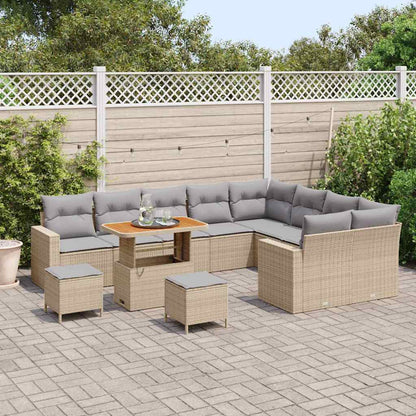 Garten-Sofa-Set 12 pcs Beige Poly-Rattan