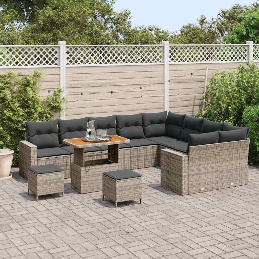 Garten-Sofa-Set 12 pcs Grau Poly-Rattan