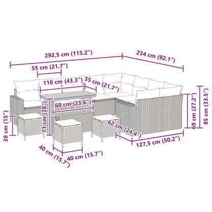 Garten-Sofa-Set 13 pcs Schwarz Poly-Rattan