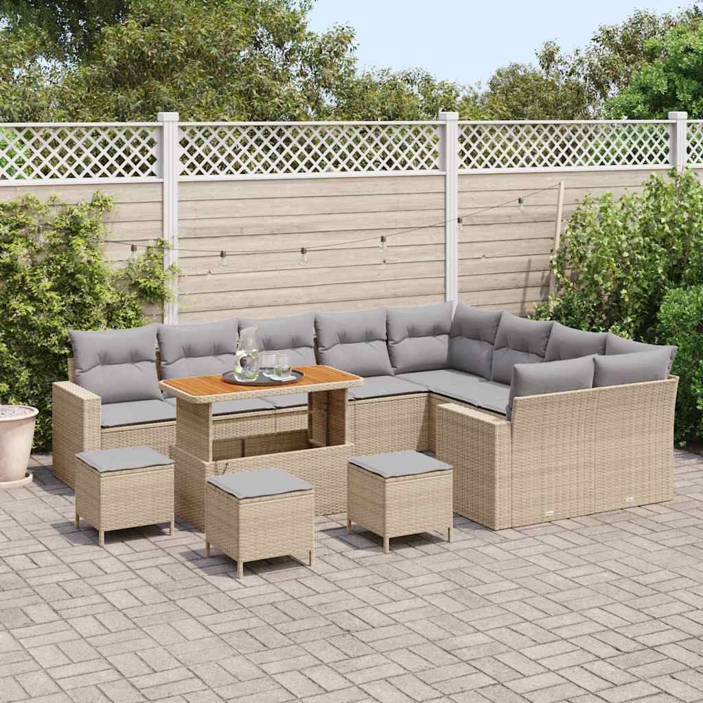 Garten-Sofa-Set 13 pcs Beige Poly-Rattan