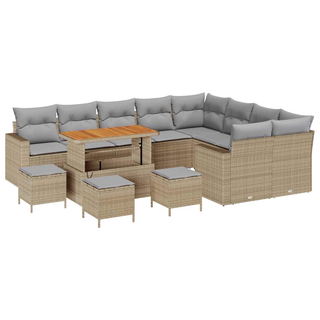 Garten-Sofa-Set 13 pcs Beige Poly-Rattan