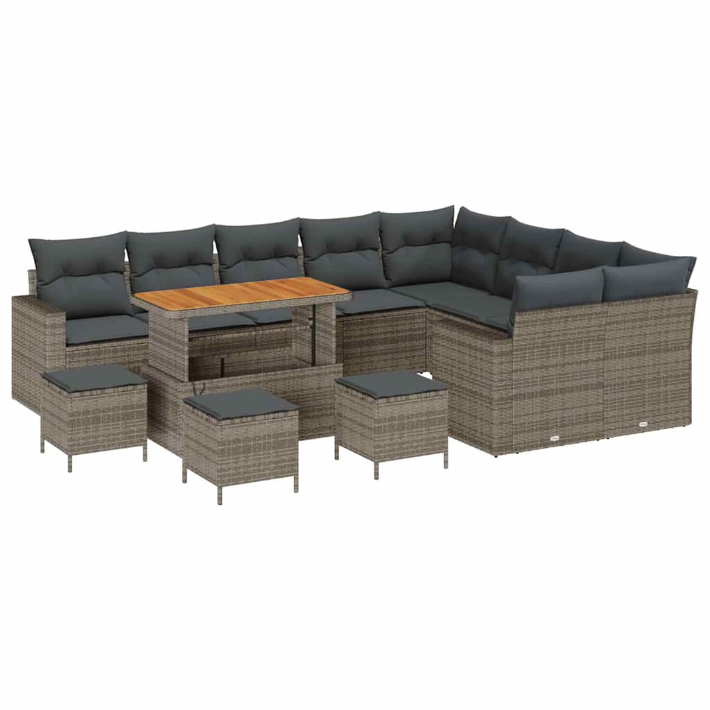 Garten-Sofa-Set 13 pcs Grau Poly-Rattan