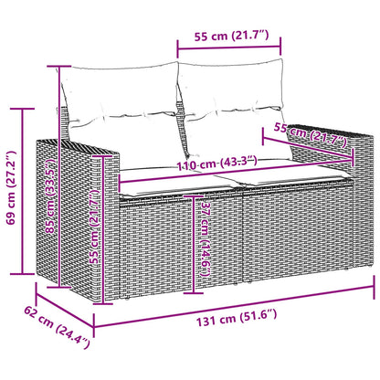 Gartensofa-set mit Kissen 13 pcs Schwarz Poly-Rattan