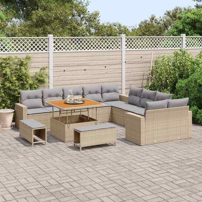 Garten-Sofa-Set 13 pcs Beige Poly-Rattan