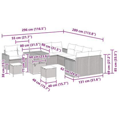 Garten-Sofa-Set 13 pcs Schwarz Poly-Rattan