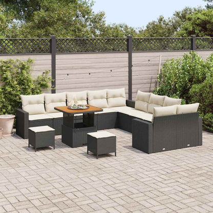 Gartensofa-set mit Kissen 13 pcs Schwarz Poly-Rattan