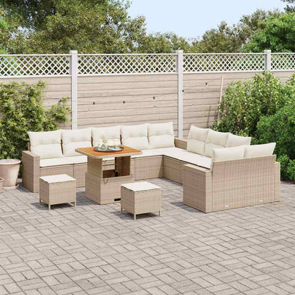 Gartensofa-set mit Kissen 13 pcs Beige Poly-Rattan