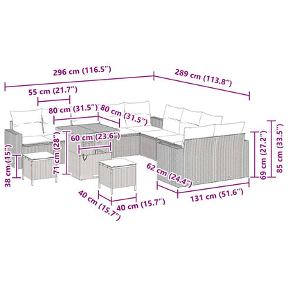 Garten-Sofa-Set 13 pcs Beige Poly-Rattan
