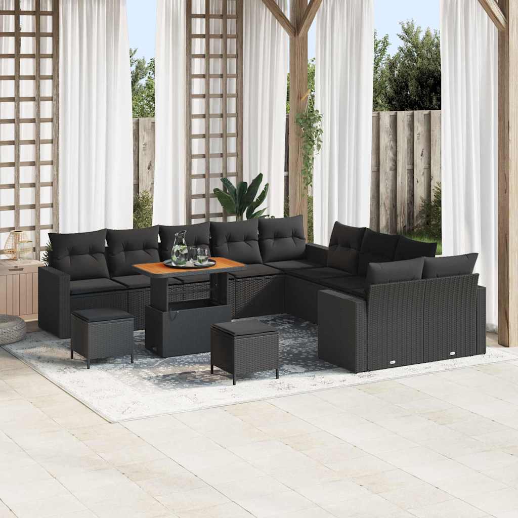 Garten-Sofa-Set 13 pcs Schwarz Poly-Rattan