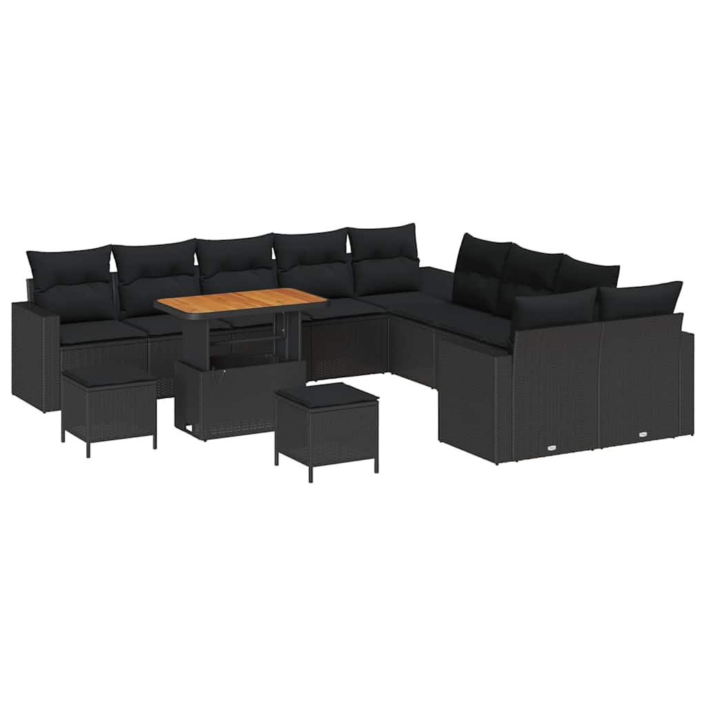 Garten-Sofa-Set 13 pcs Schwarz Poly-Rattan