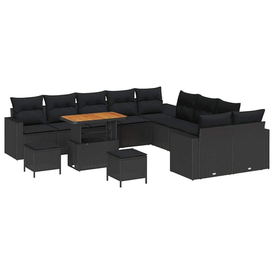 Garten-Sofa-Set 13 pcs Schwarz Poly-Rattan