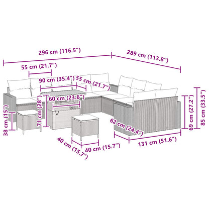 Garten-Sofa-Set 13 pcs Schwarz Poly-Rattan