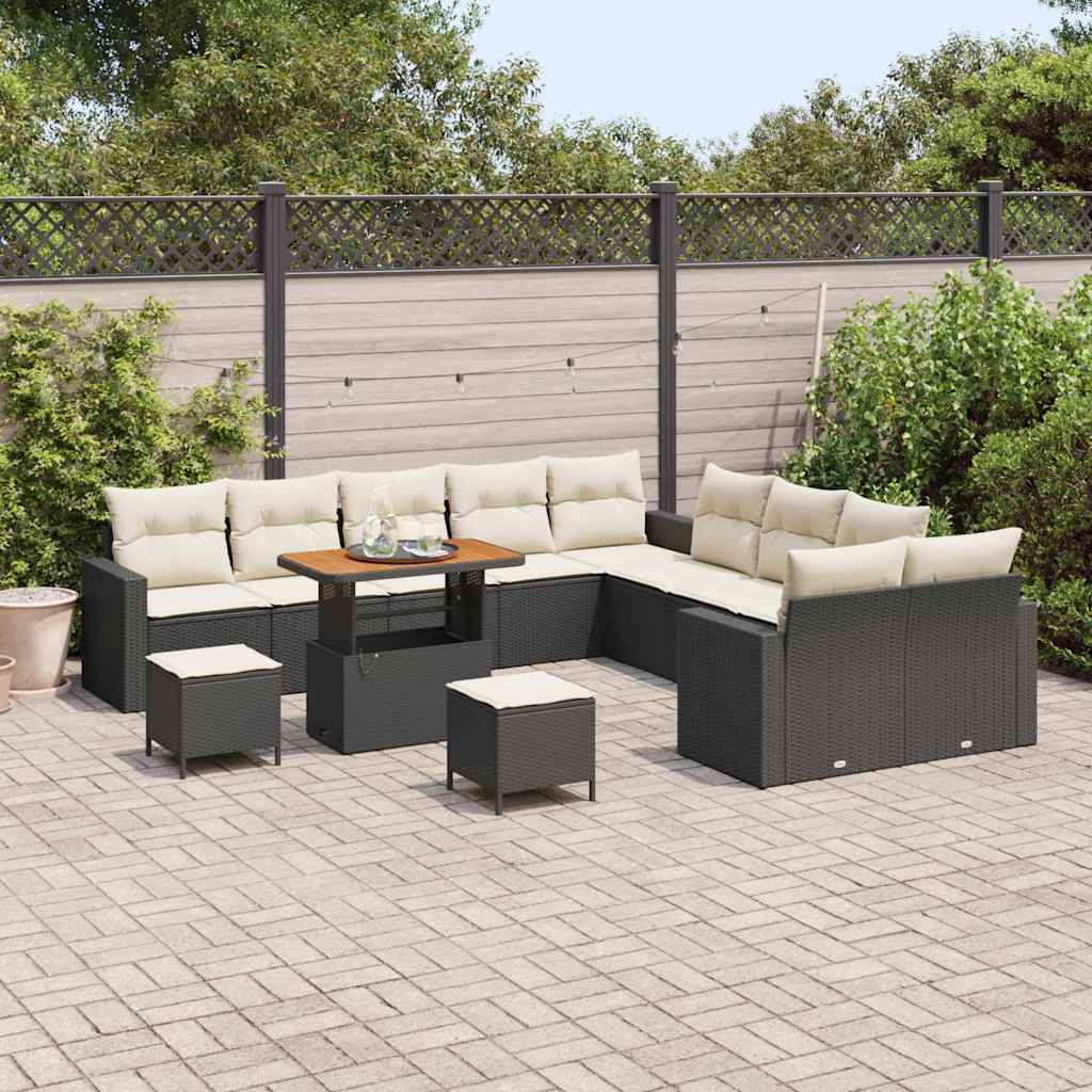 Garten-Sofa-Set 13 pcs Schwarz Poly-Rattan