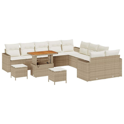 Garten-Sofa-Set 13 pcs Beige Poly-Rattan
