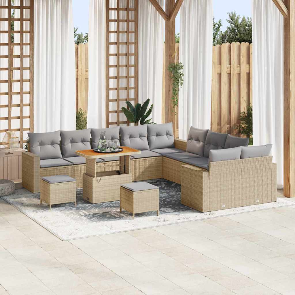 Garten-Sofa-Set 13 pcs Beige Poly-Rattan