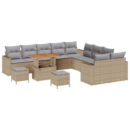 Garten-Sofa-Set 13 pcs Beige Poly-Rattan