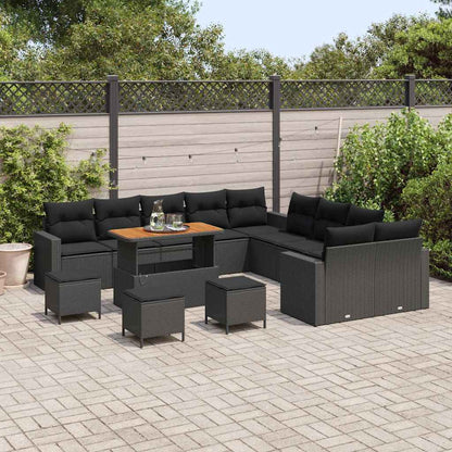 Garten-Sofa-Set 14 pcs Schwarz Poly-Rattan