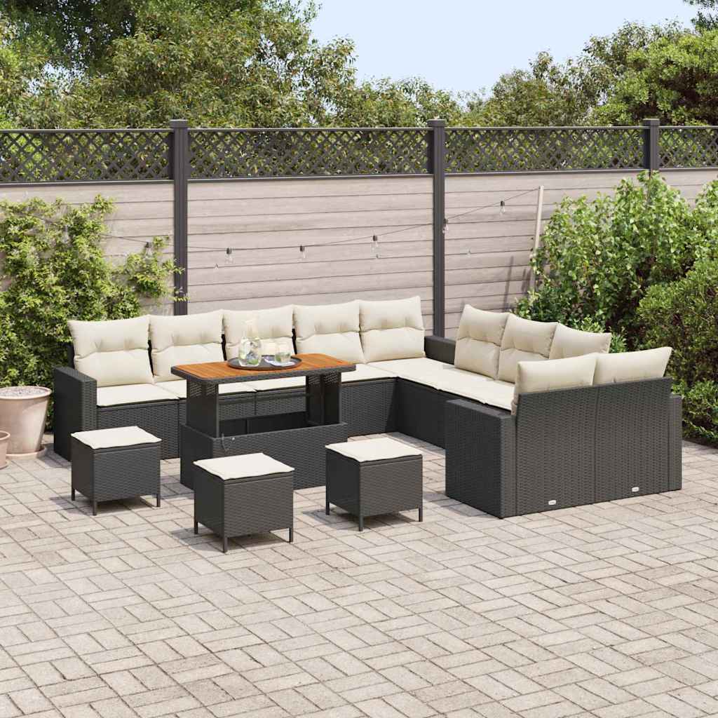 Garten-Sofa-Set 14 pcs Schwarz Poly-Rattan