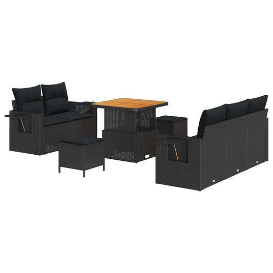 Garten-Sofa-Set 8 pcs Schwarz Poly-Rattan